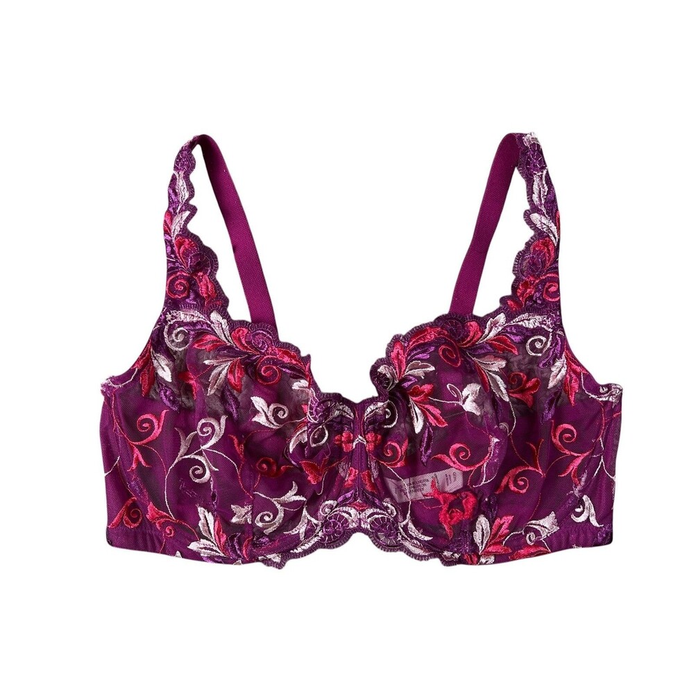 Soma Sensuous Lace Underwire Unlined Bra  36DD  Magenta & Red